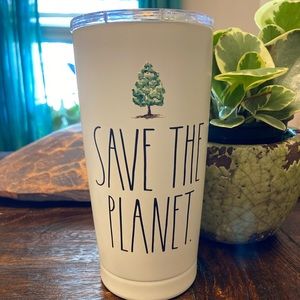 NWT Rae Dunn Insulated Stainless Steel Tumbler with Lid says: Save The Planet